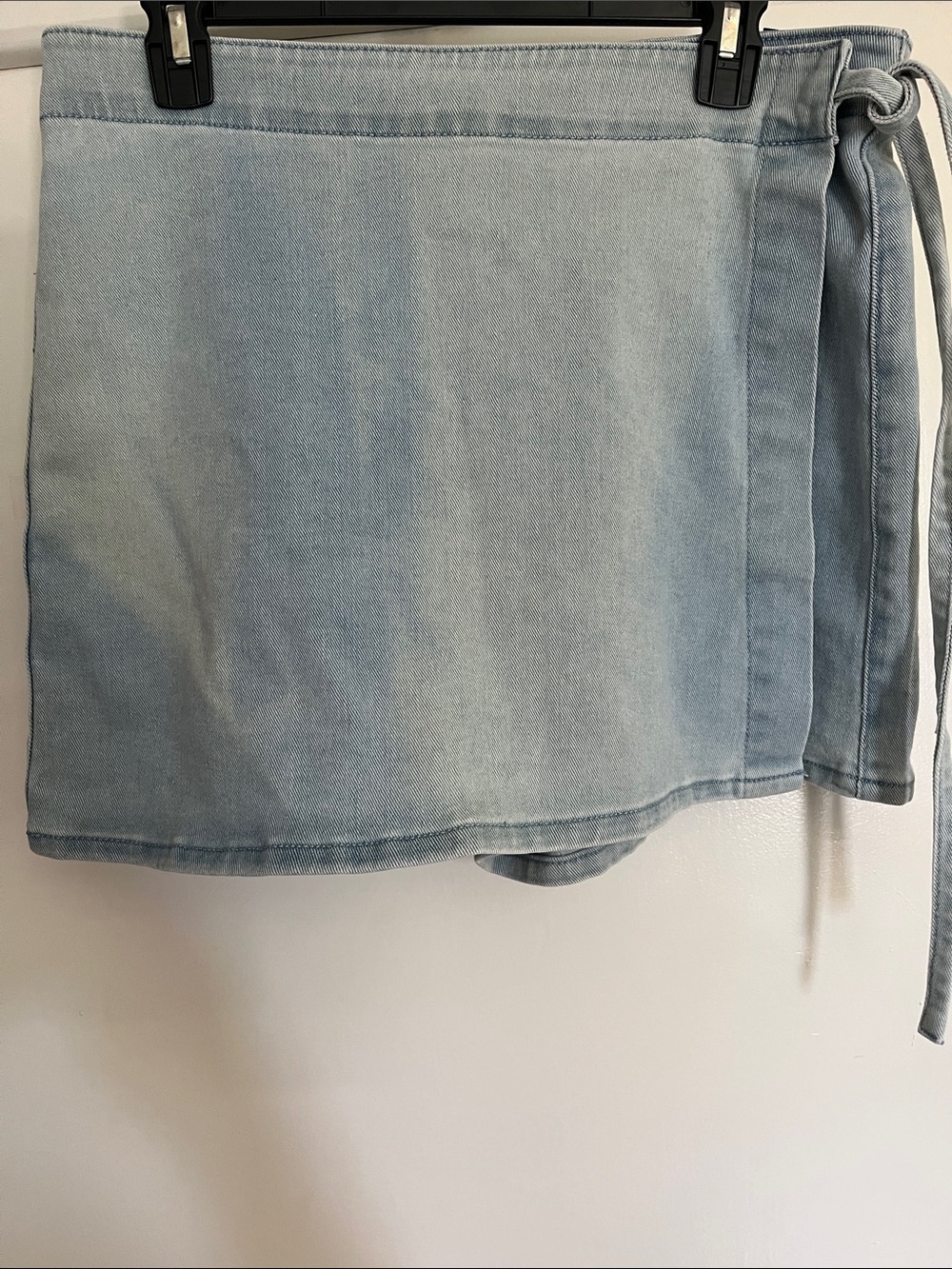 Express Light Blue Denim Wrap Shorts